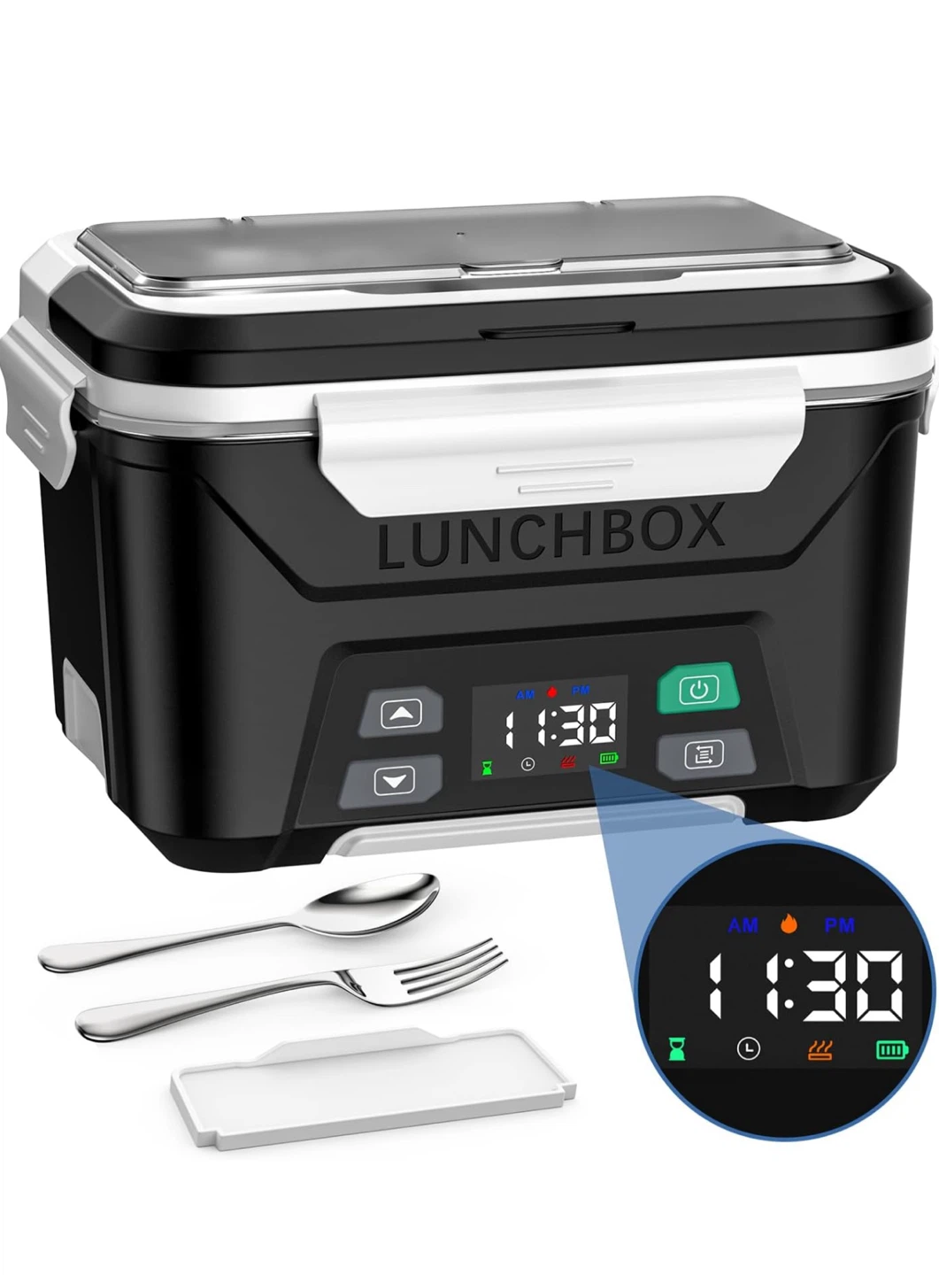 EAST OAK Cordless Electric Lunch Box - Black