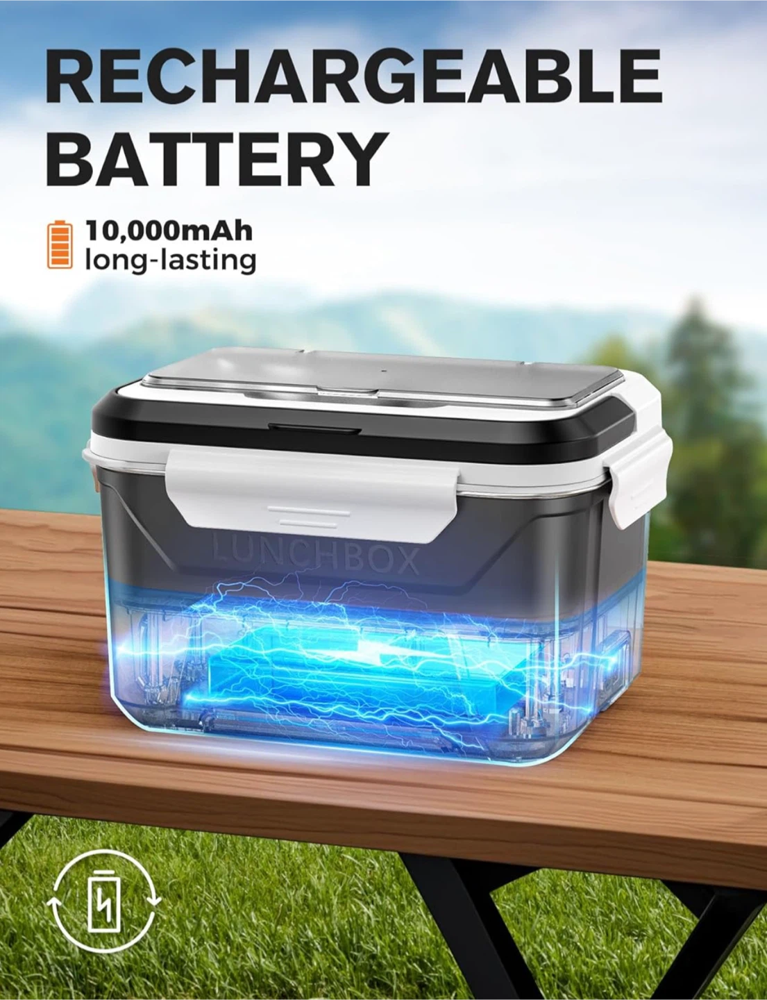 EAST OAK Cordless Electric Lunch Box - Black - photo 3