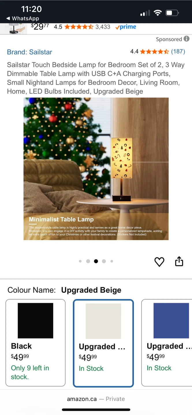 Sailstar Touch Bedside Lamp Set of 2 - Upgraded Beige - photo 4