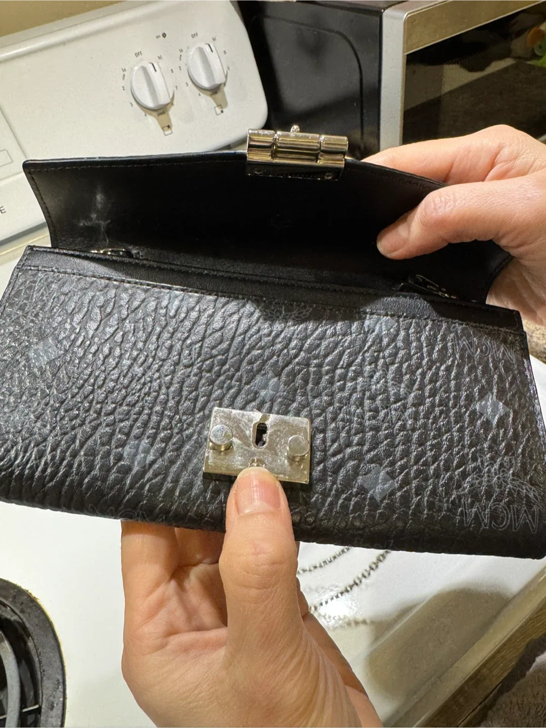 MCM Black Leather Chain Wallet image indicator(3)