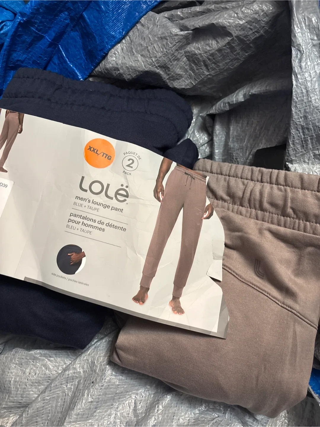 Lolë Men's Lounge Pants XXL - Blue & Taupe (2-Pack)
