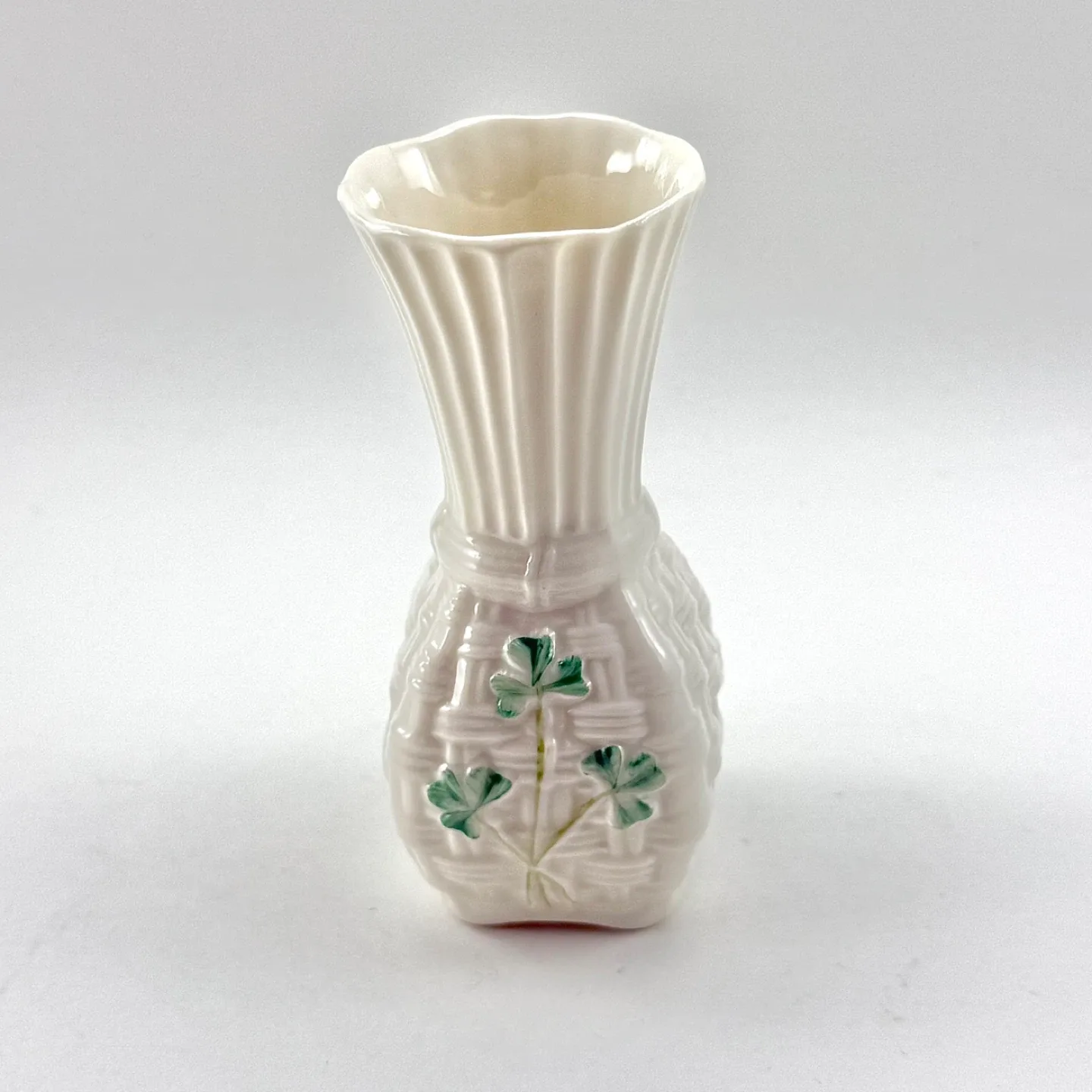 Belleek shamrock bud vase