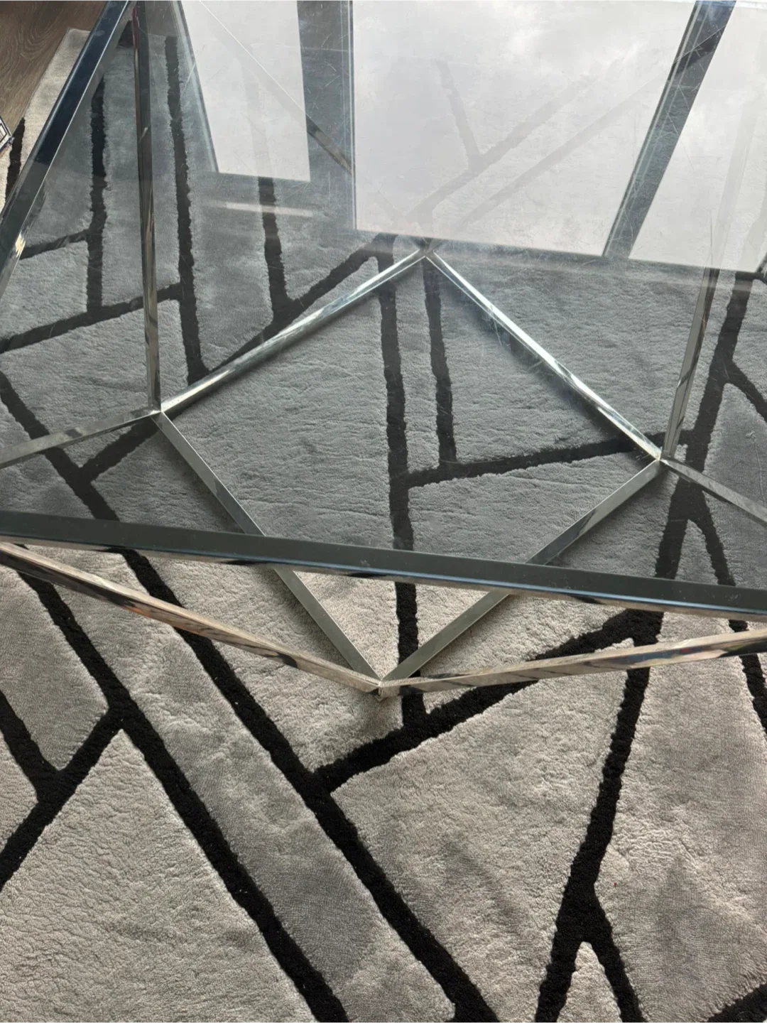 Glass Top Coffee Table with Chrome Base image indicator(3)