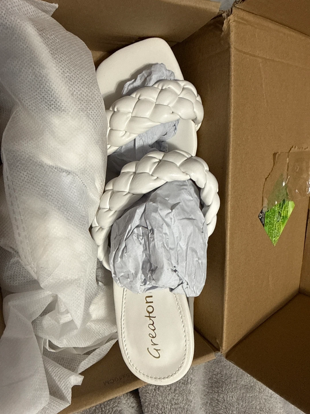 Greatonu White Braided Sandals - Size 8