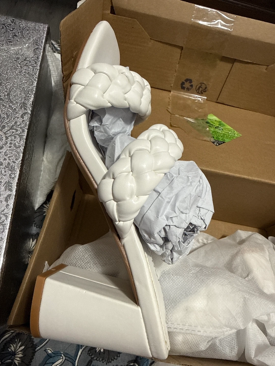 Greatonu White Braided Sandals - Size 8 - photo 2