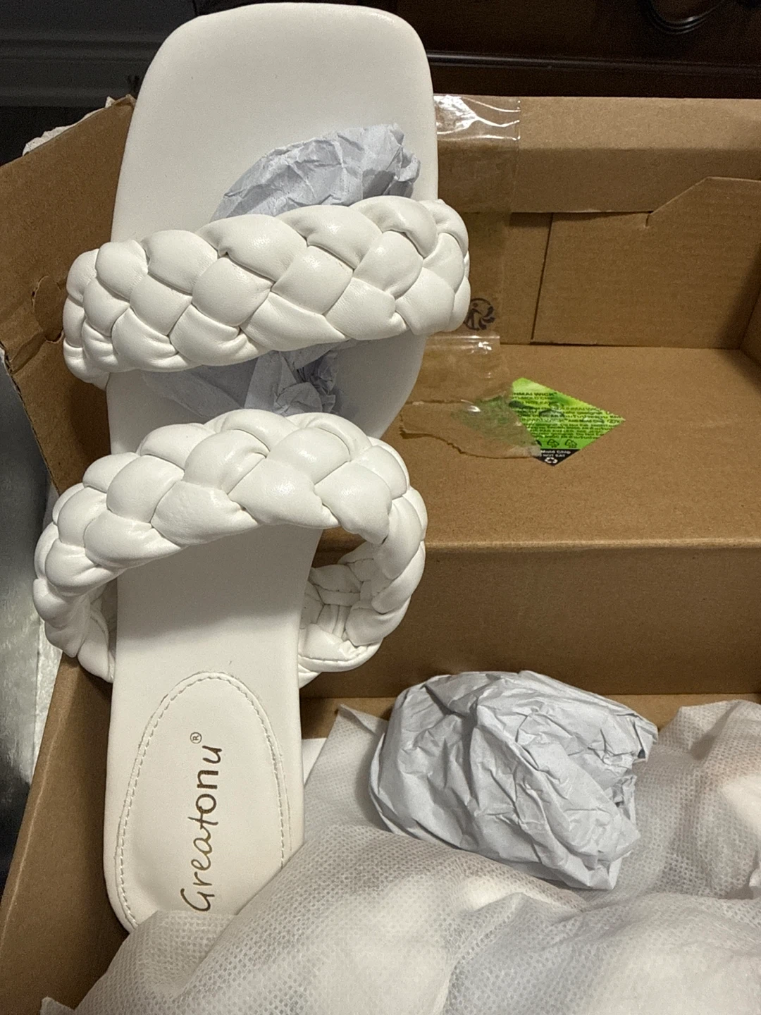 Greatonu White Braided Sandals - Size 8 - photo 3