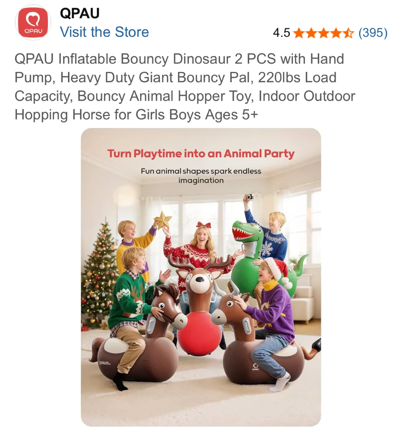 QPAU Inflatable Bouncy Dinosaur - Ages 5+ image indicator(7)