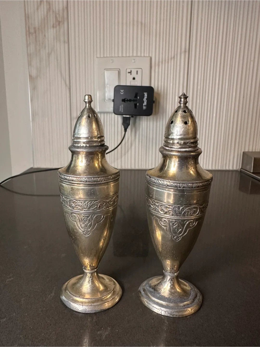 Vintage Silver Salt and Pepper Shakers image indicator(3)