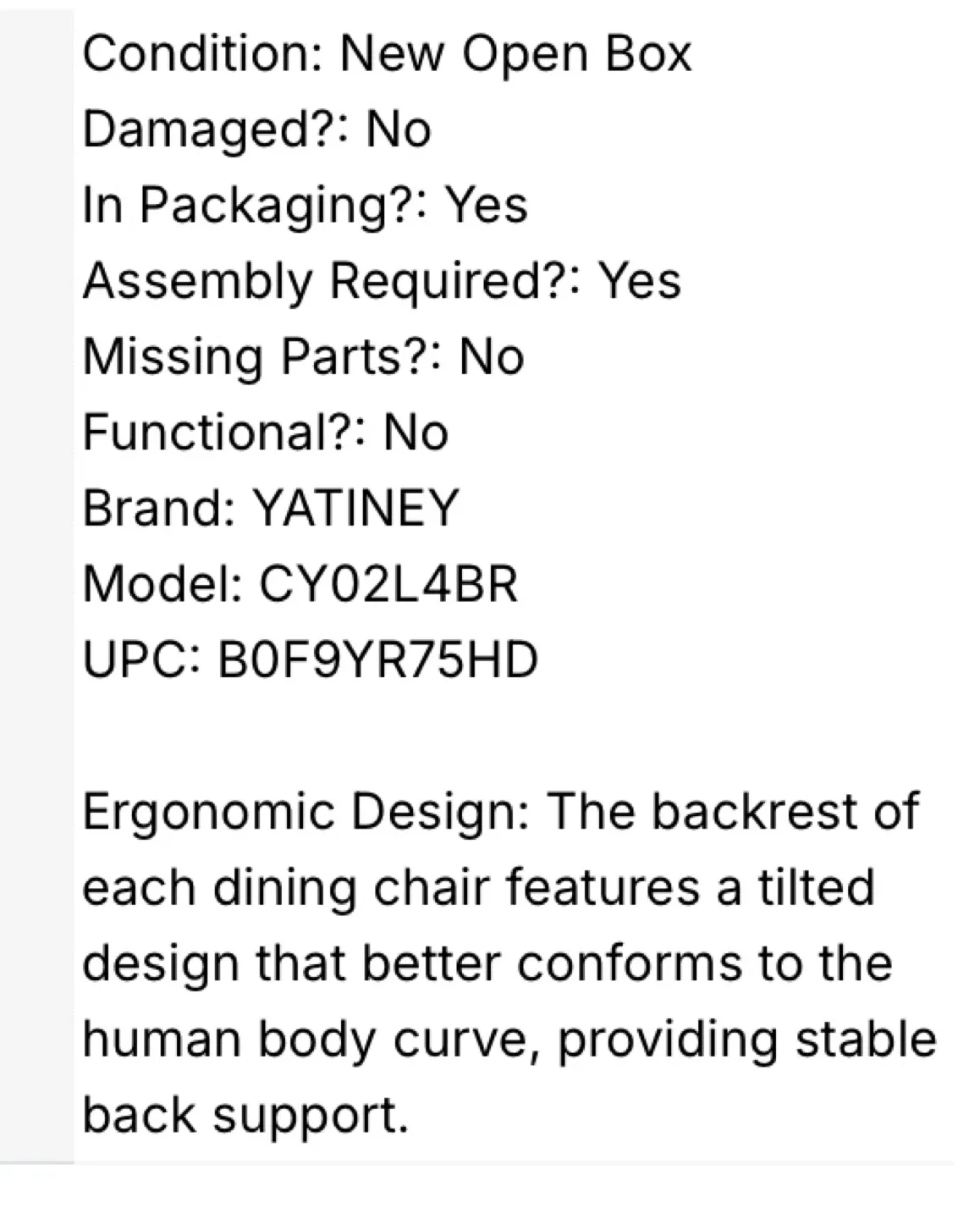 New YATINEY CY02L4BR Dining Chairs - Set of 4 image indicator(3)