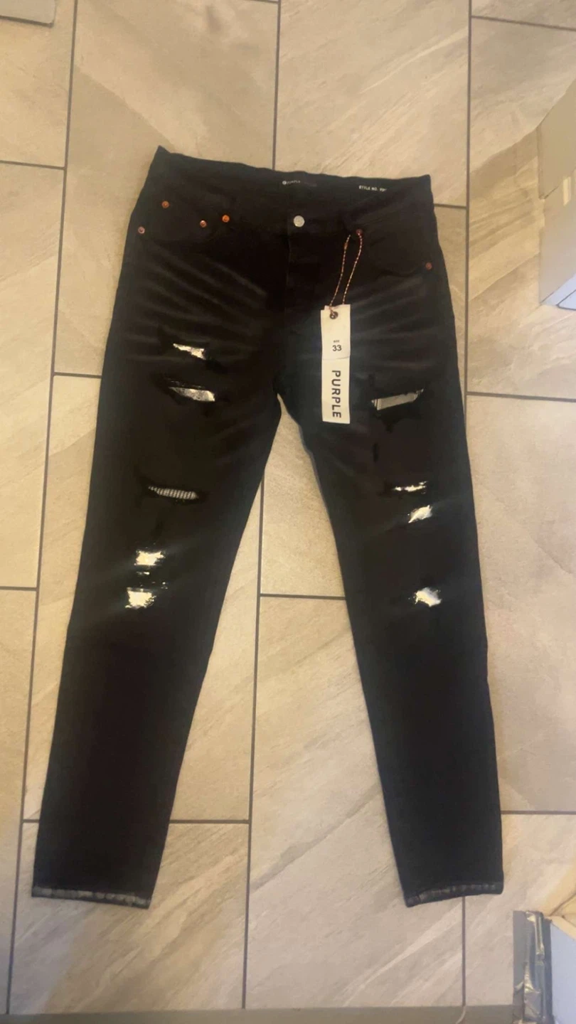 PURPLE BRAND Distressed Black Jeans