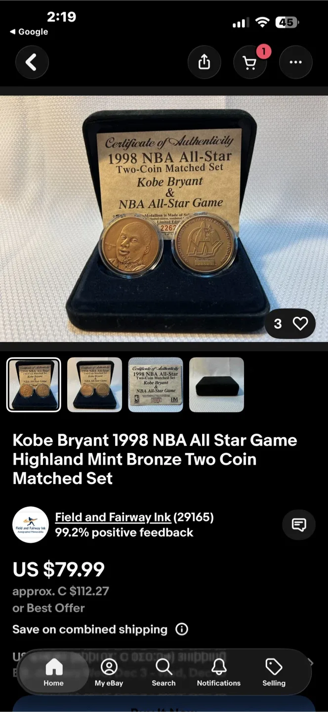 Kobe Bryant 1998 NBA All-Star Two-Coin # Set image indicator(4)
