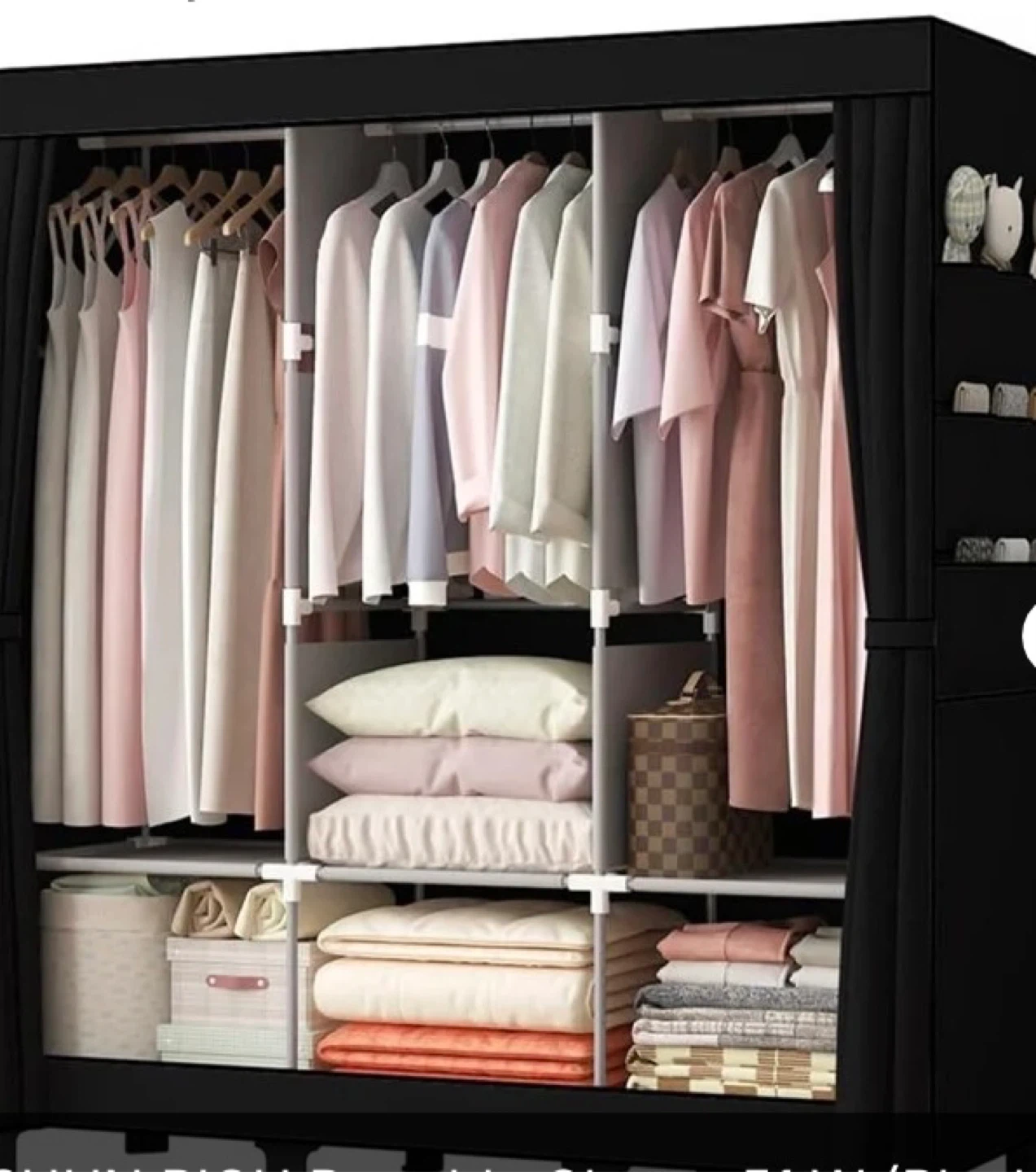 Portable Wardrobe Closet Storage Organizer - Black - photo 3