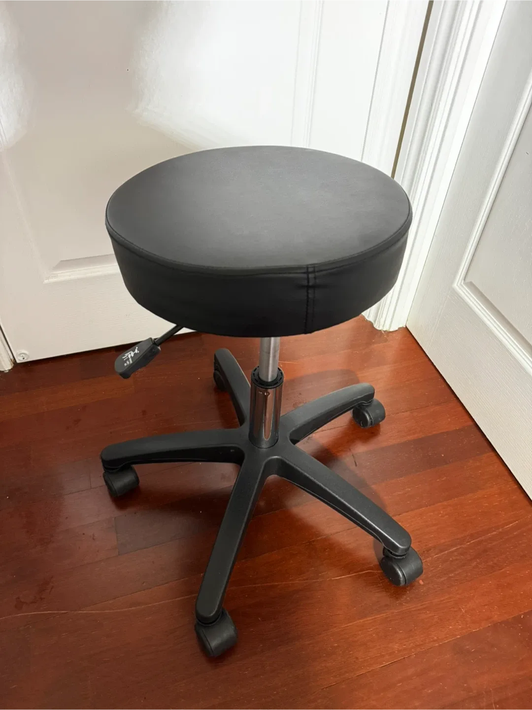 Black Rolling Stool - Adjustable Height thumbnail