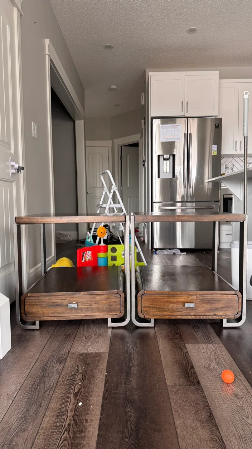 Wood & Metal Side Tables - Set of 2