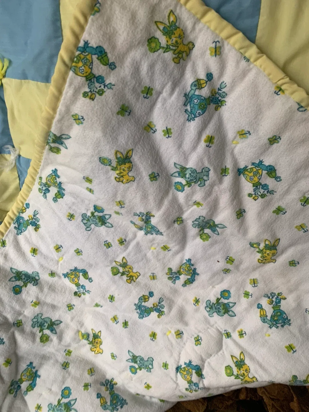 Handmade ABC Baby Quilt - Blue & Yellow image indicator(3)