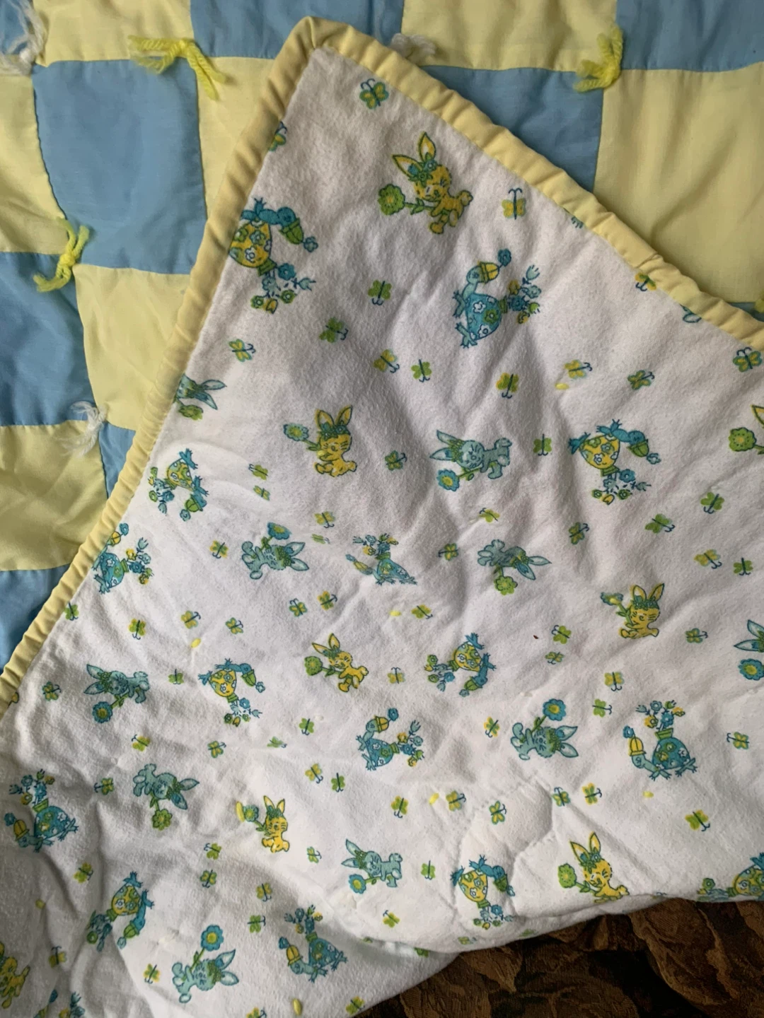 🥕Handmade ABC Baby Quilt - Blue & Yellow - photo 4