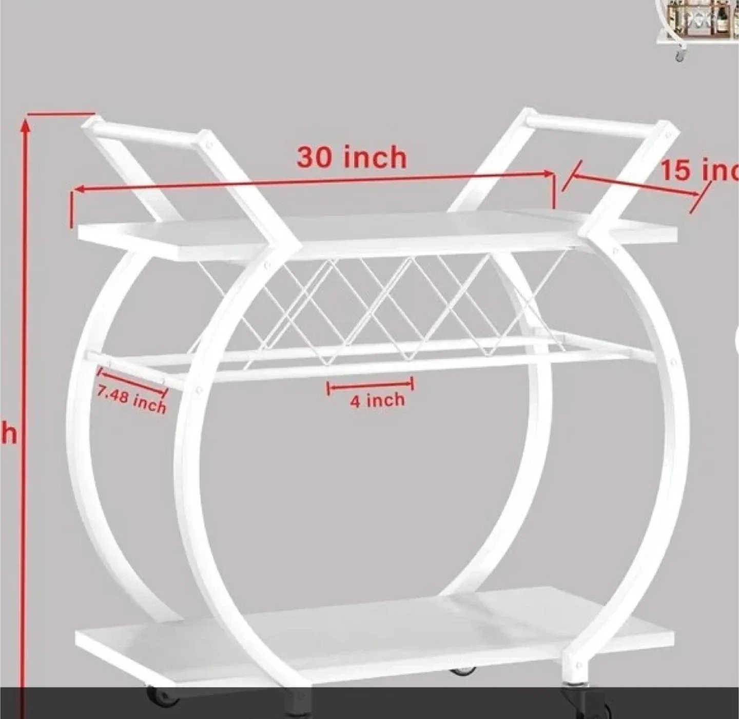 Arc Shaped White Bar Cart image indicator(3)