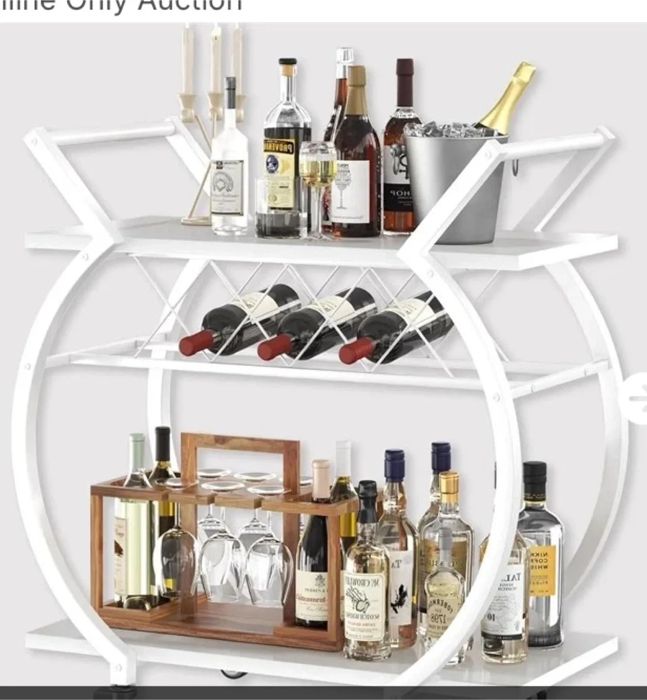Arc Shaped White Bar Cart image indicator(2)