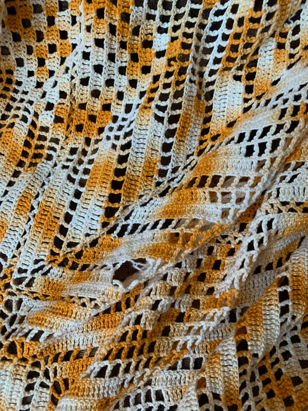 Vintage Crochet Blanket - Orange & White image indicator(5)