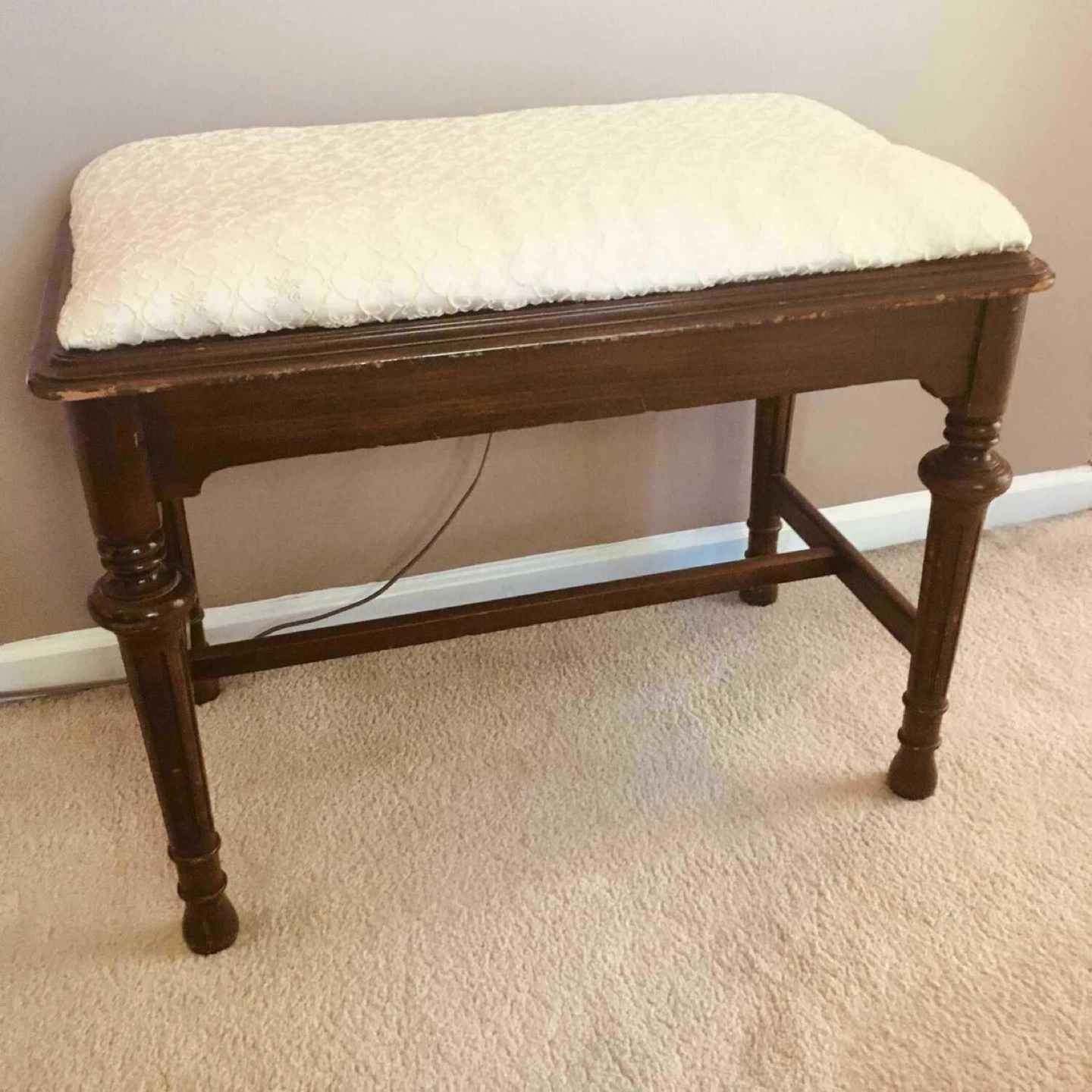 McLagan antique solid mahogany vanity stool or Piano Bench