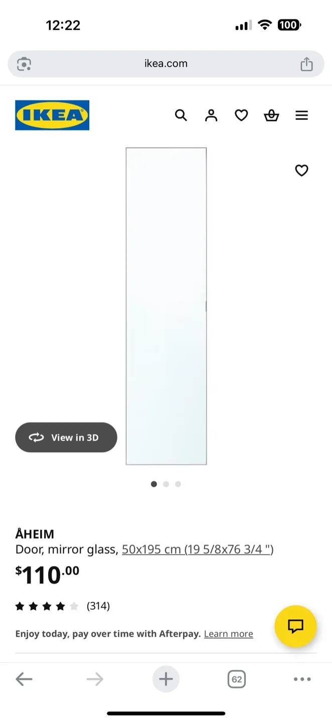 IKEA ÅHEIM Door Mirror Glass - 50x195 cm