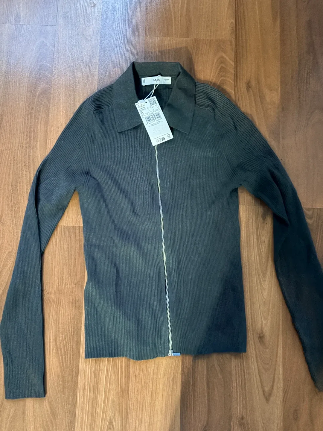 Mango Ribbed Zip-Up Cardigan - Size S image indicator(2)