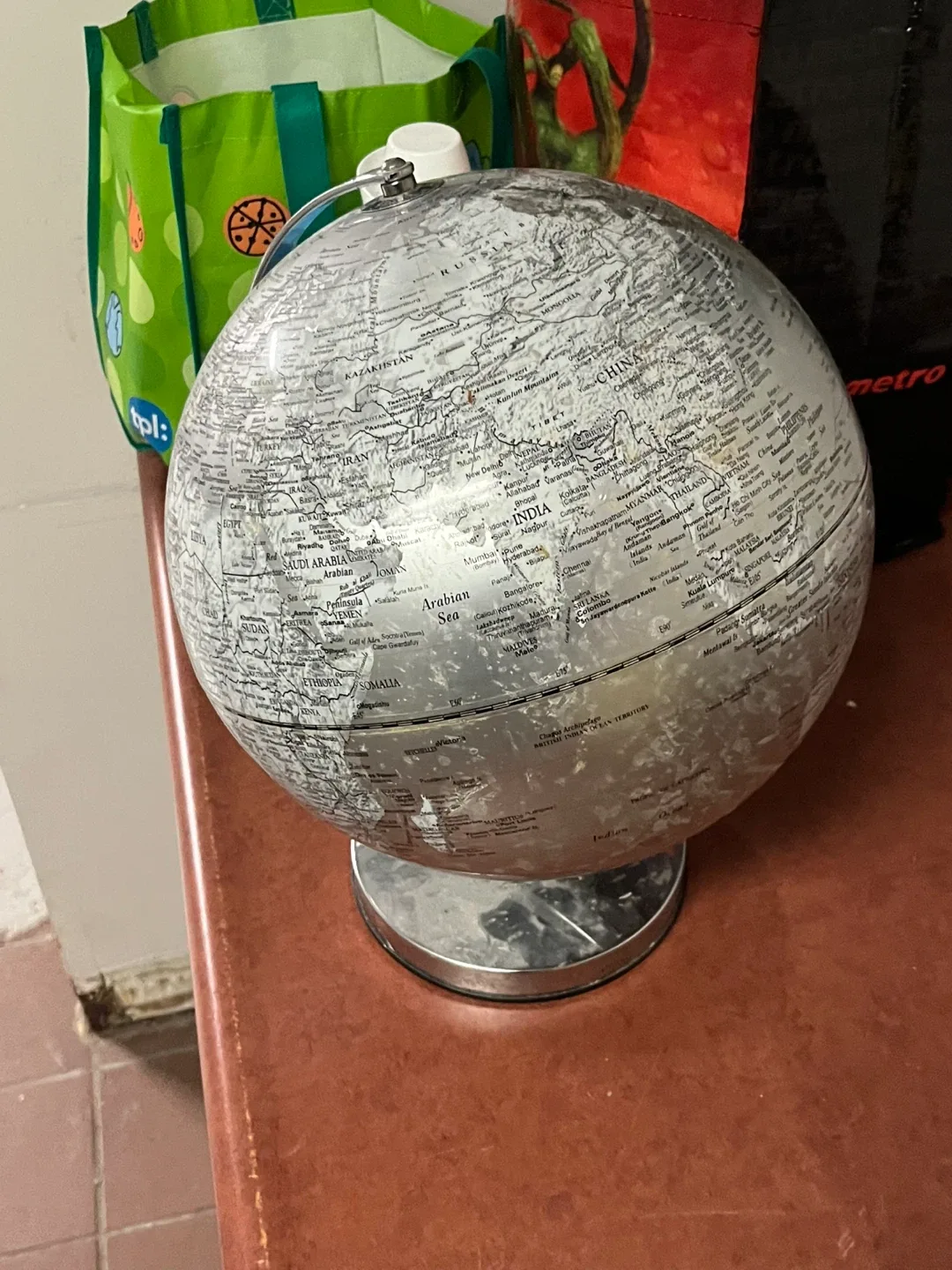 Silver World Globe room decor
