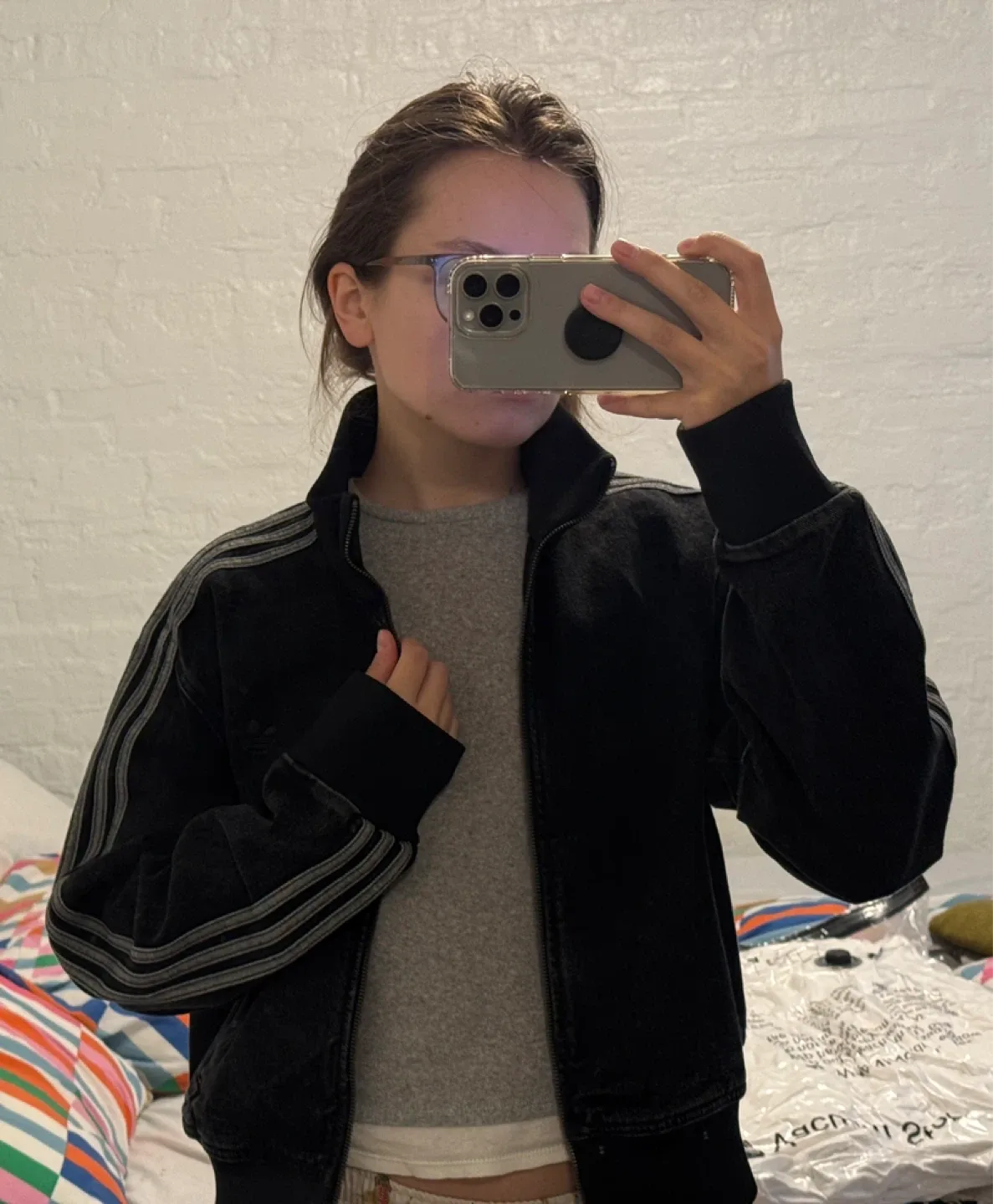 Adidas Black Denim Jacket, Size XL