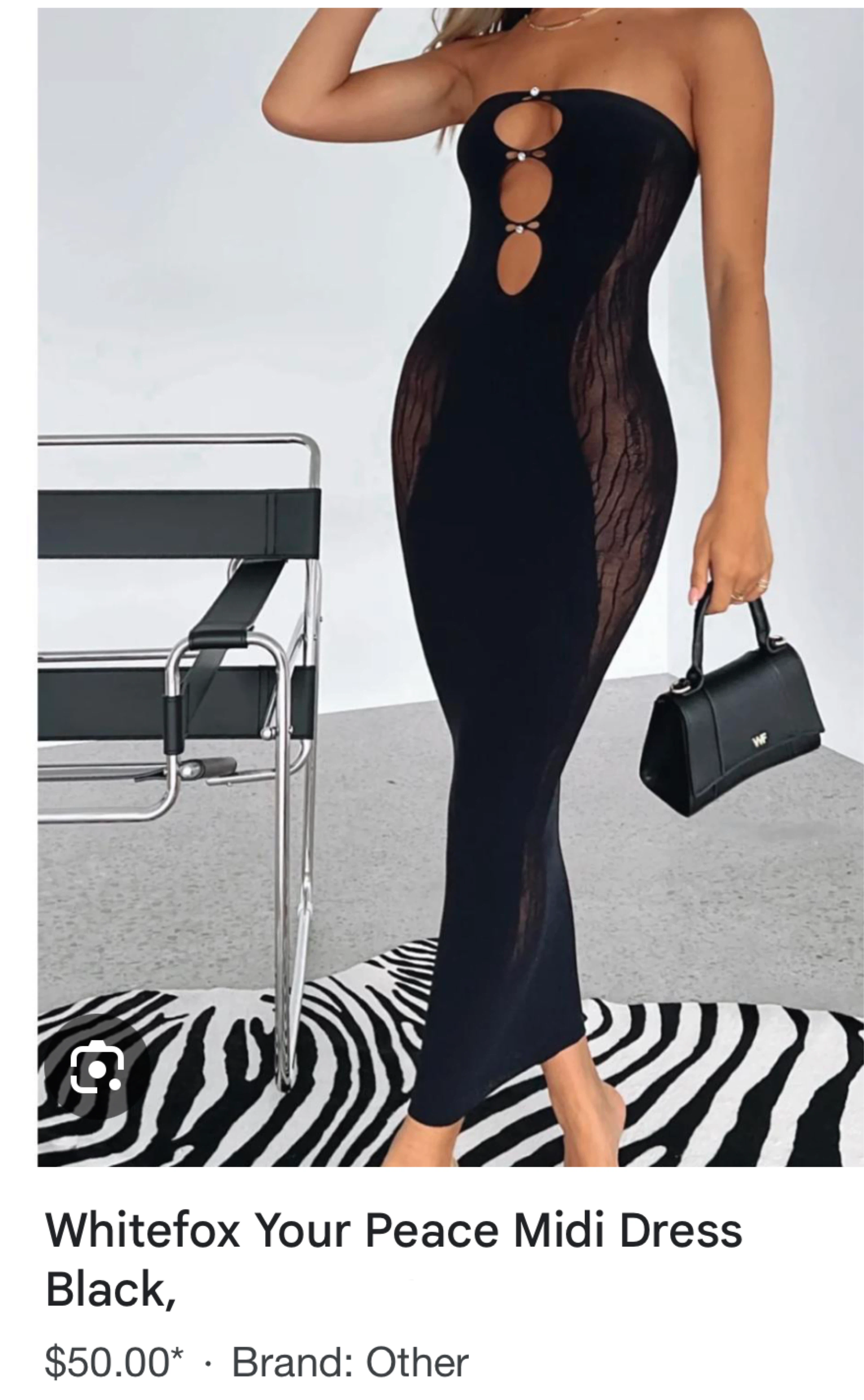 White Fox Your Peace Midi Dress - Black