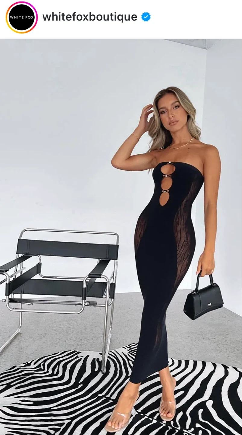 White Fox Your Peace Midi Dress - Black image indicator(5)