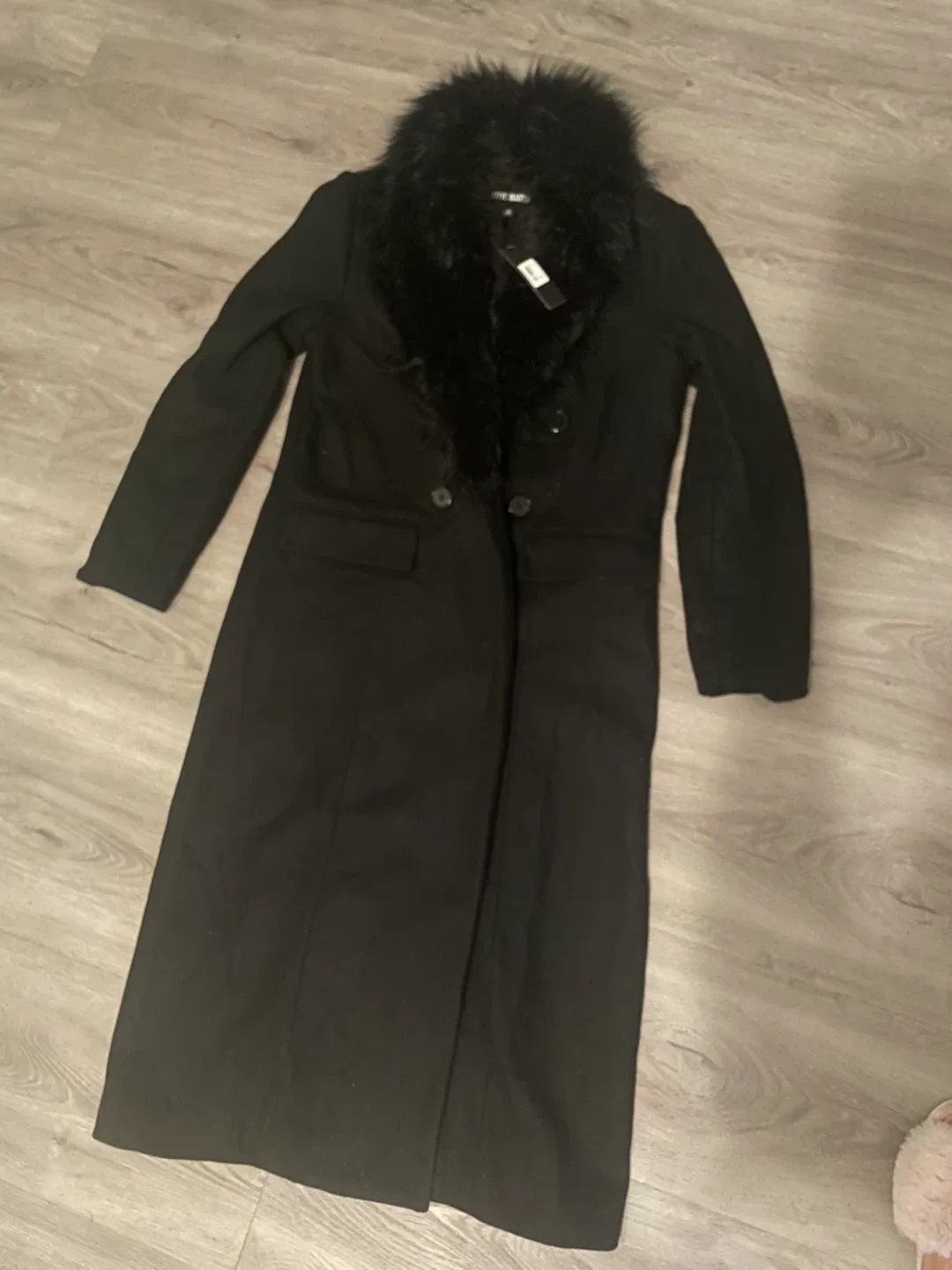 Steve Madden Black Faux Fur Collar Coat - Size S