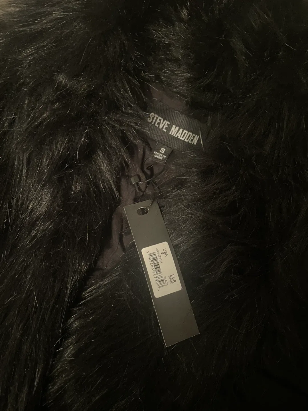 Steve Madden Black Faux Fur Collar Coat - Size S image indicator(3)