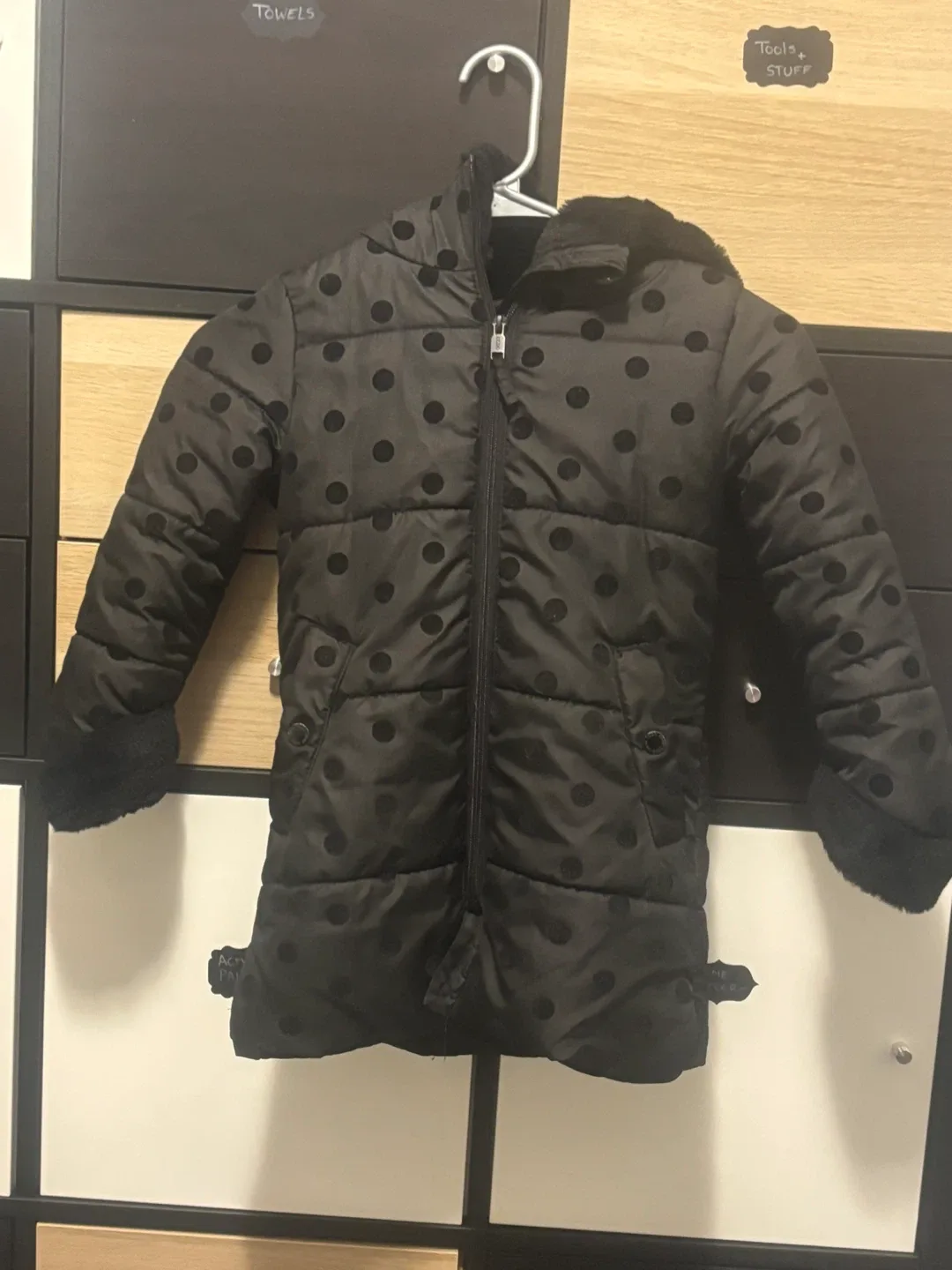 IZOD Kids Black Polka Dot Puffer Coat - Size 5