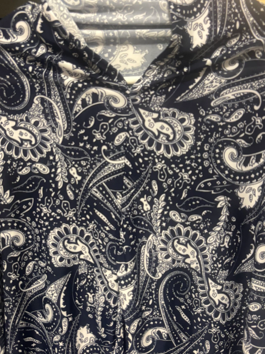 Paisley Print  Abaya for Prayer - Navy & White - photo 2