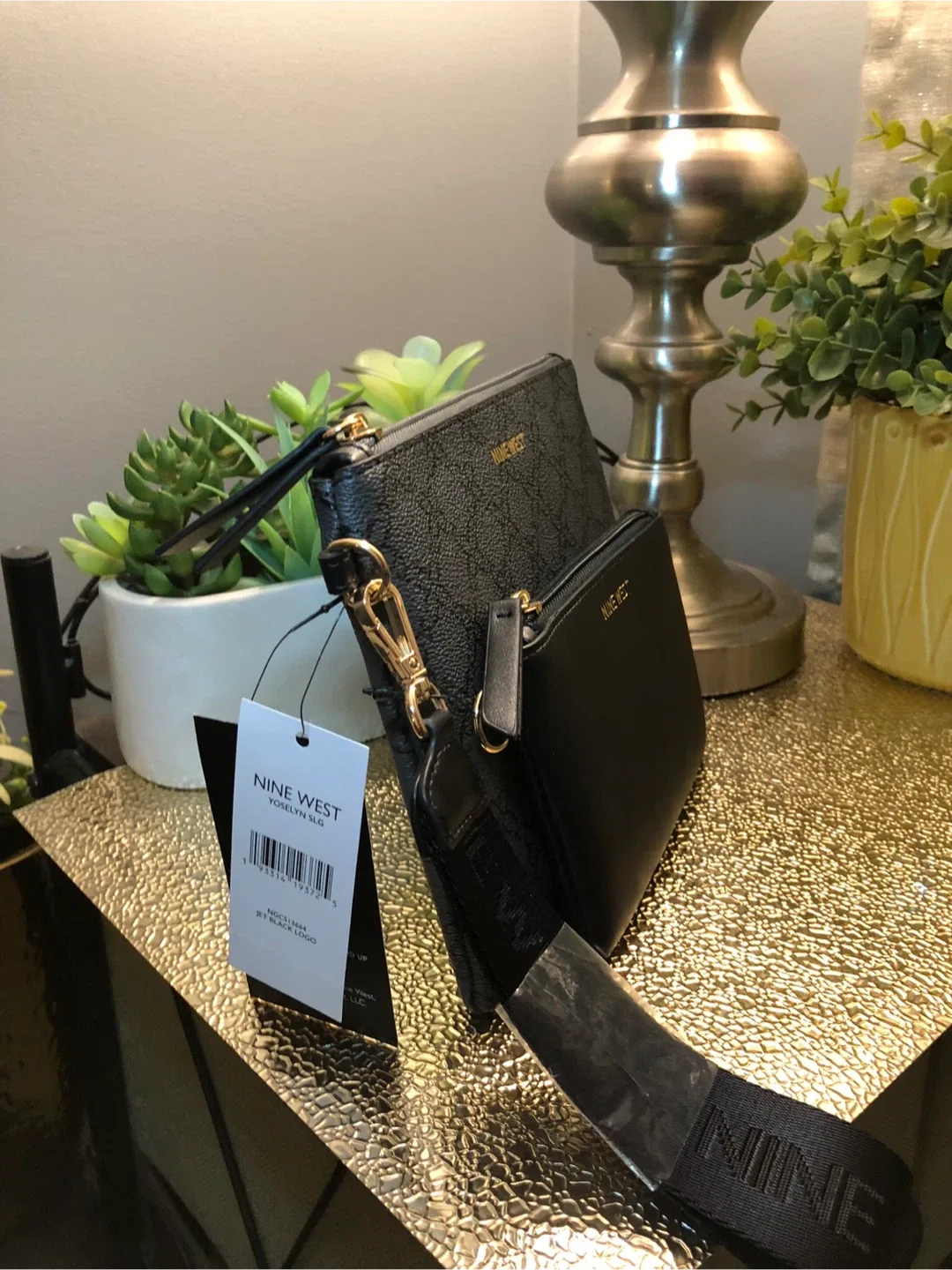 New Nine West Yocelyn SLG Black Wristlet image indicator(2)