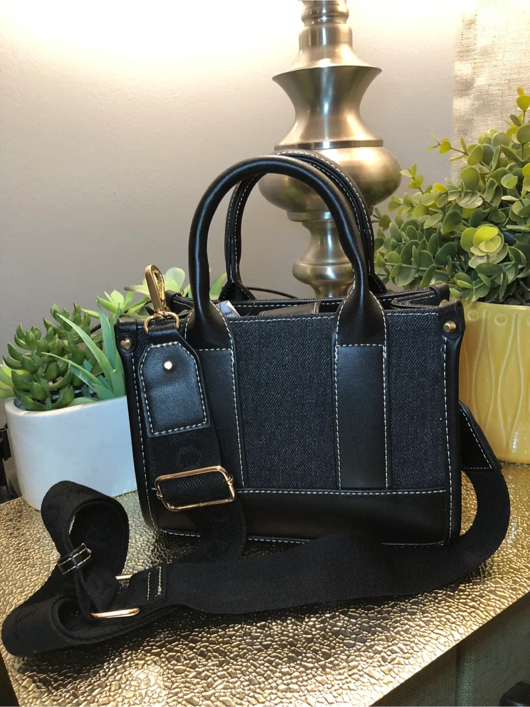 True Religion Black Denim Mini Tote Bag image indicator(6)