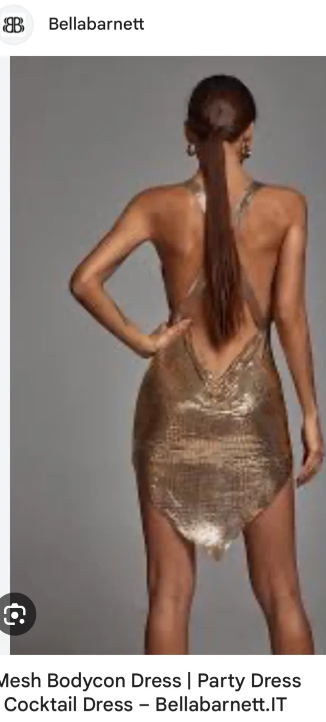 Bella Barnett Gold Metallic Mesh Party Dress image indicator(4)