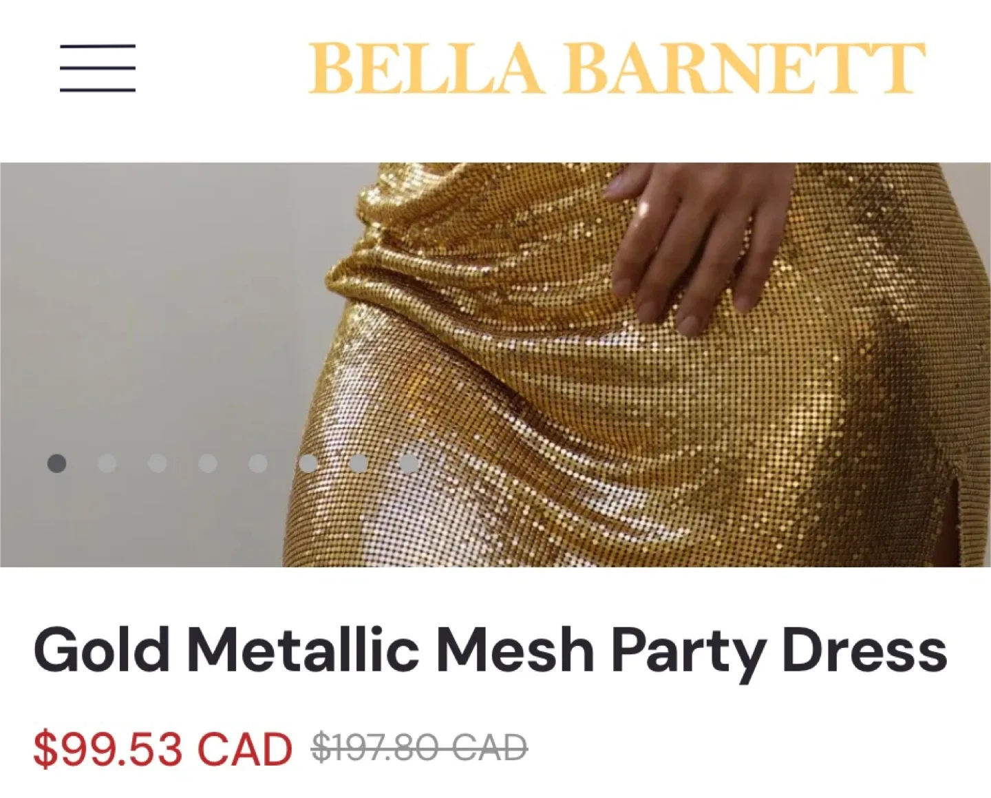Bella Barnett Gold Metallic Mesh Party Dress image indicator(5)