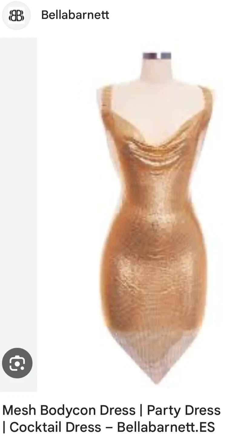 Bella Barnett Gold Metallic Mesh Party Dress image indicator(9)