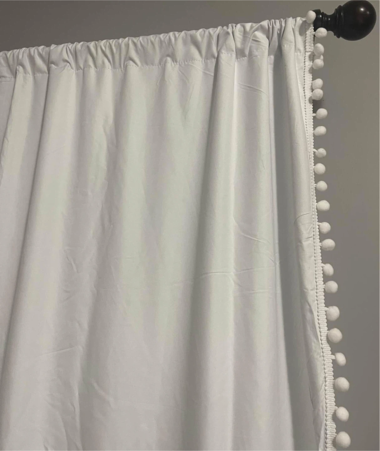 White Blackout Curtains w/ Pom Poms - 95 inch - photo 2