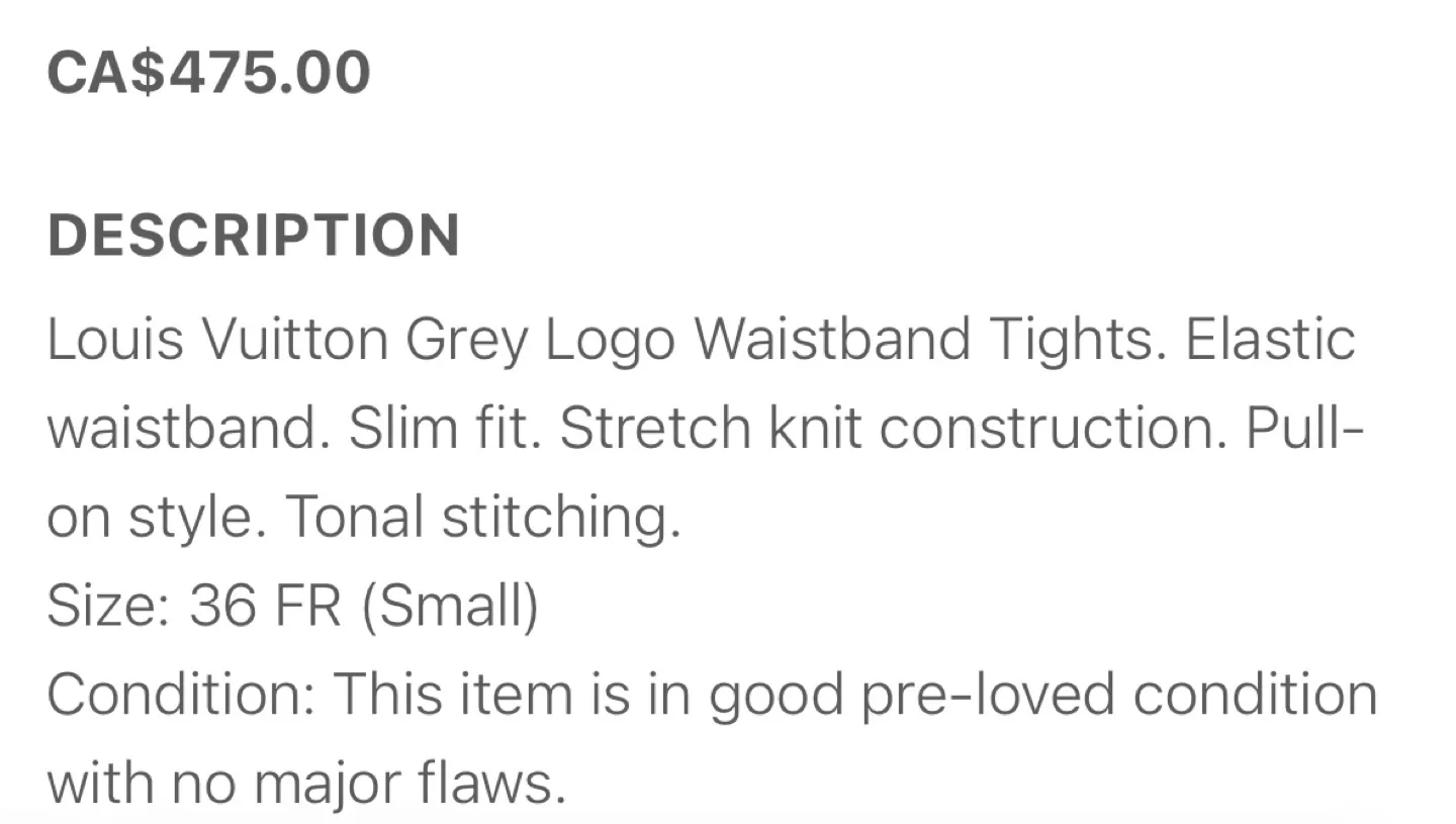 Louis Vuitton Grey Logo Waistband Tights - Size 36 image indicator(6)