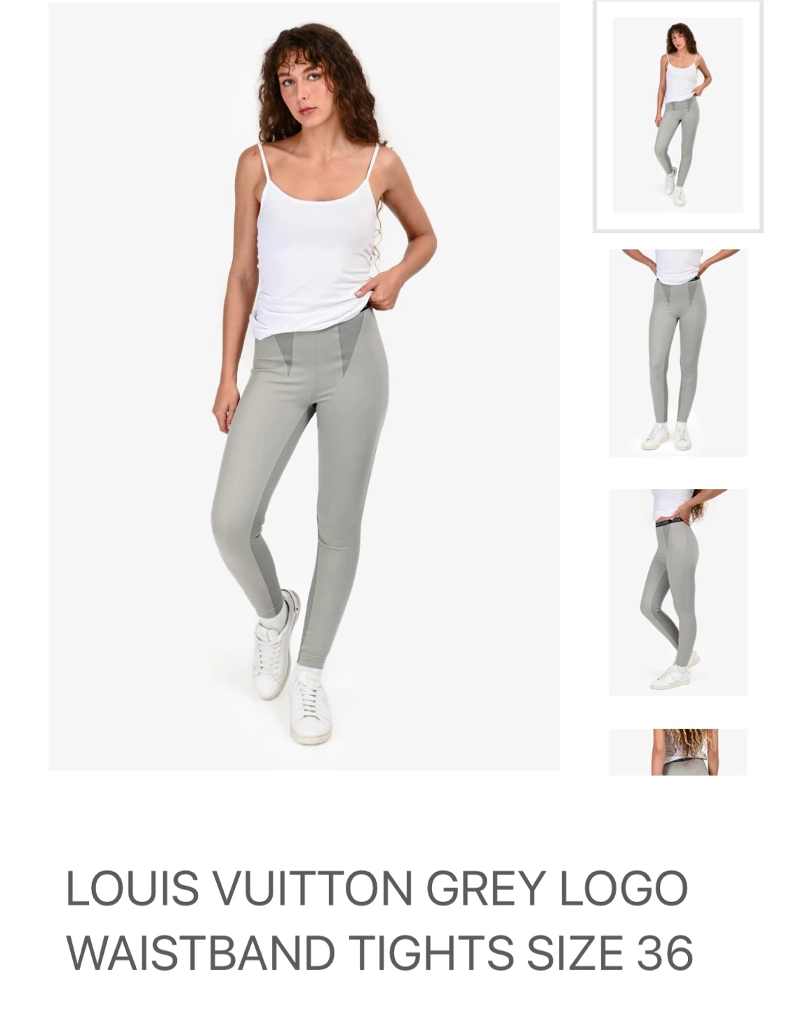 Authentic Louis Vuitton Grey Logo Waistband Tights - Size 36