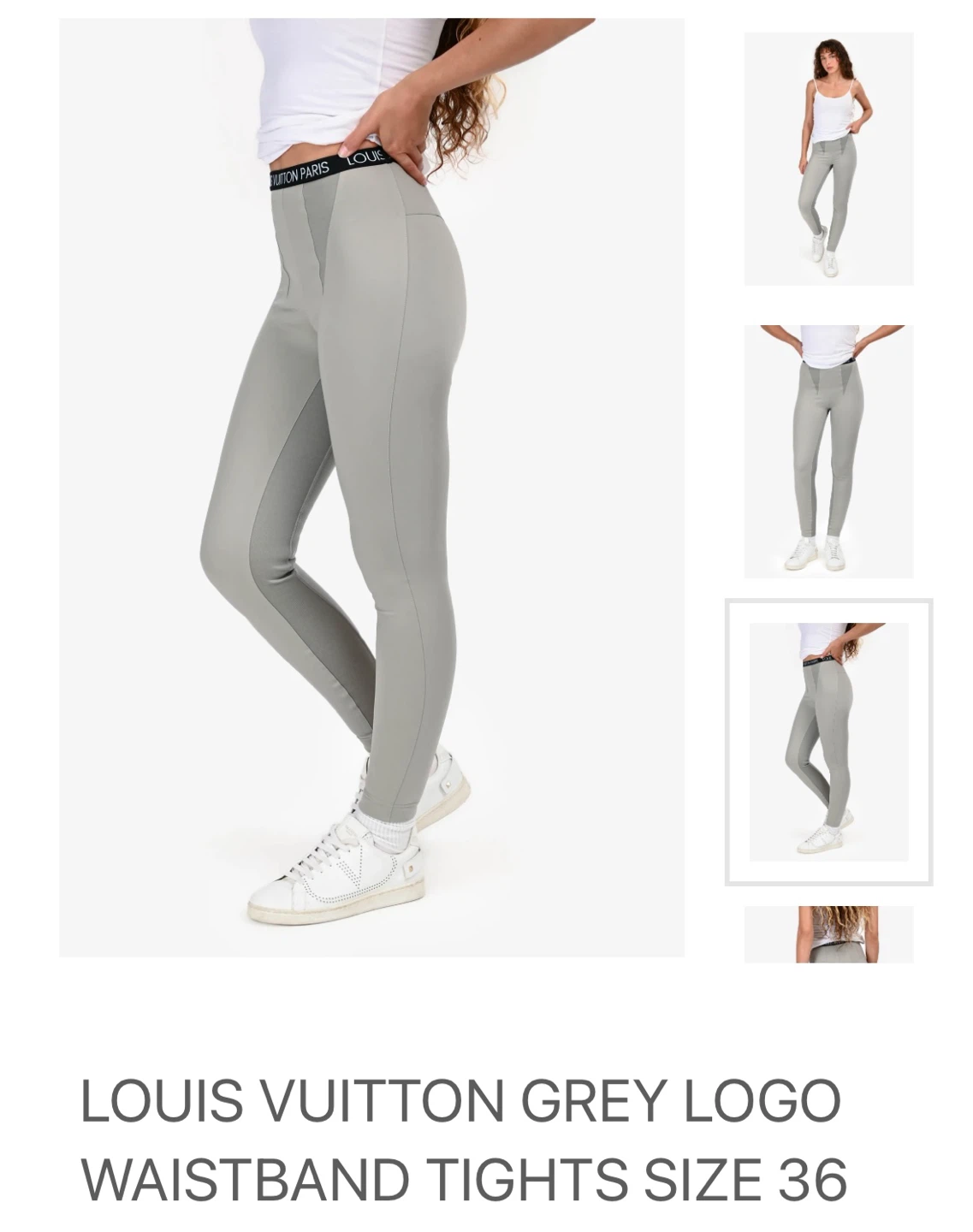 Authentic Louis Vuitton Grey Logo Waistband Tights - Size 36 - photo 3