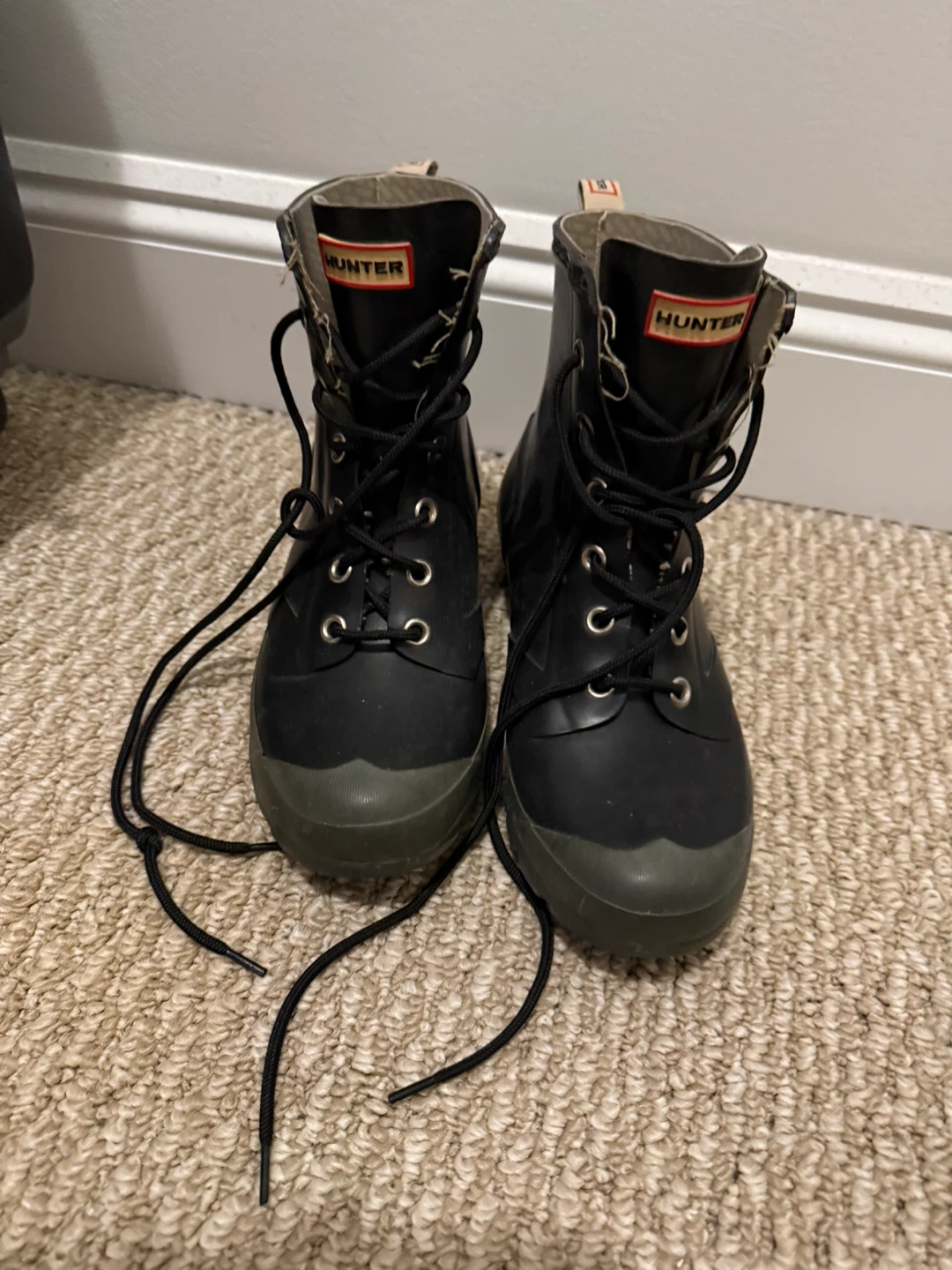 Hunter Lace-Up Rain Boots - Black