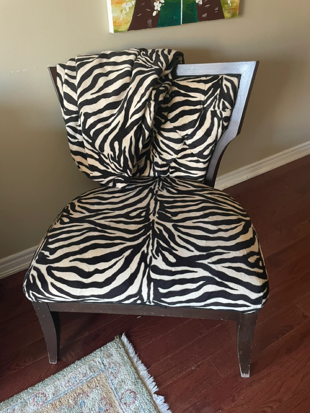 Zebra Print Accent Chair and throw blanket - photo 2