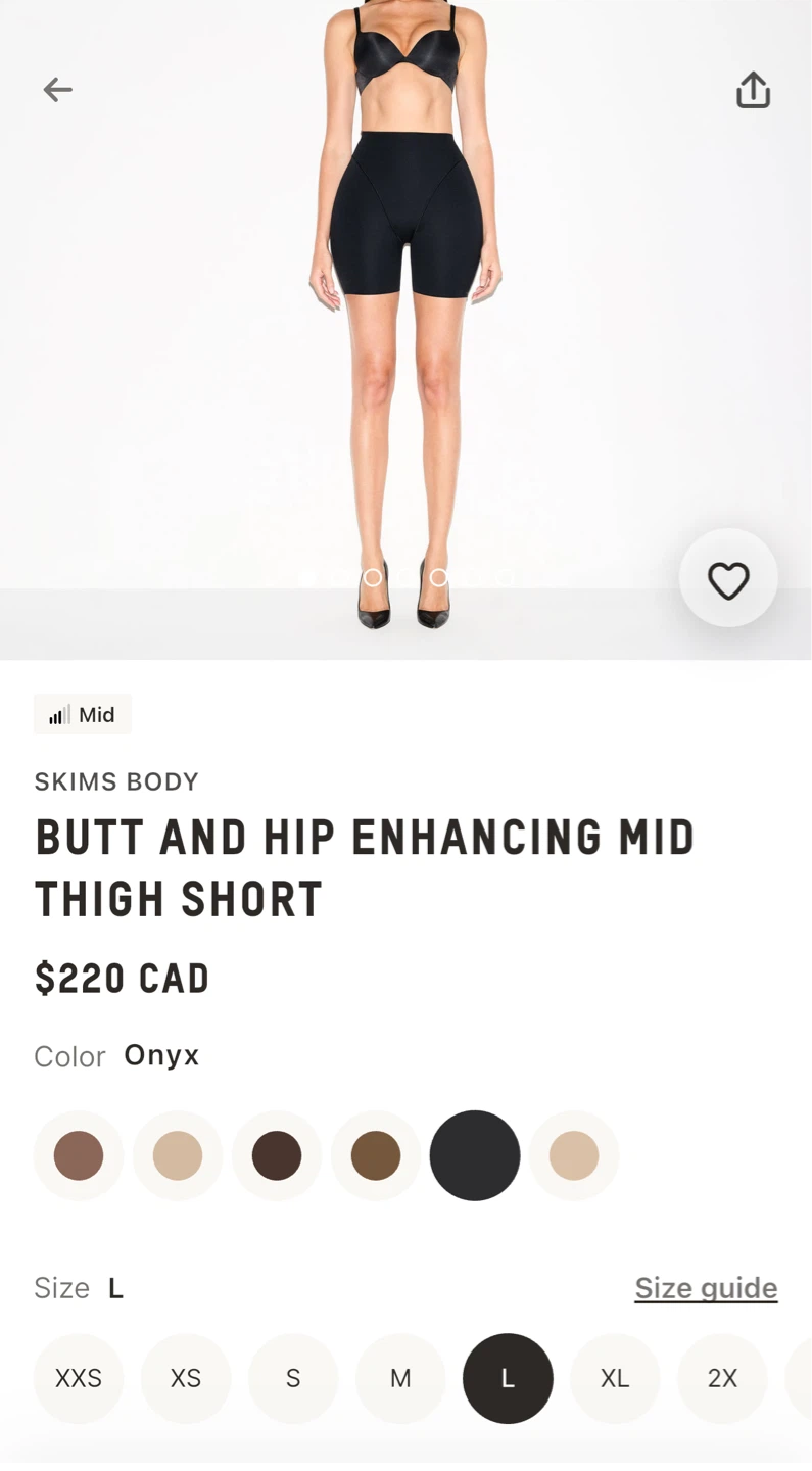 Authentic SKIMS Body Butt and Hip Enhancing Mid Thigh Short - L
