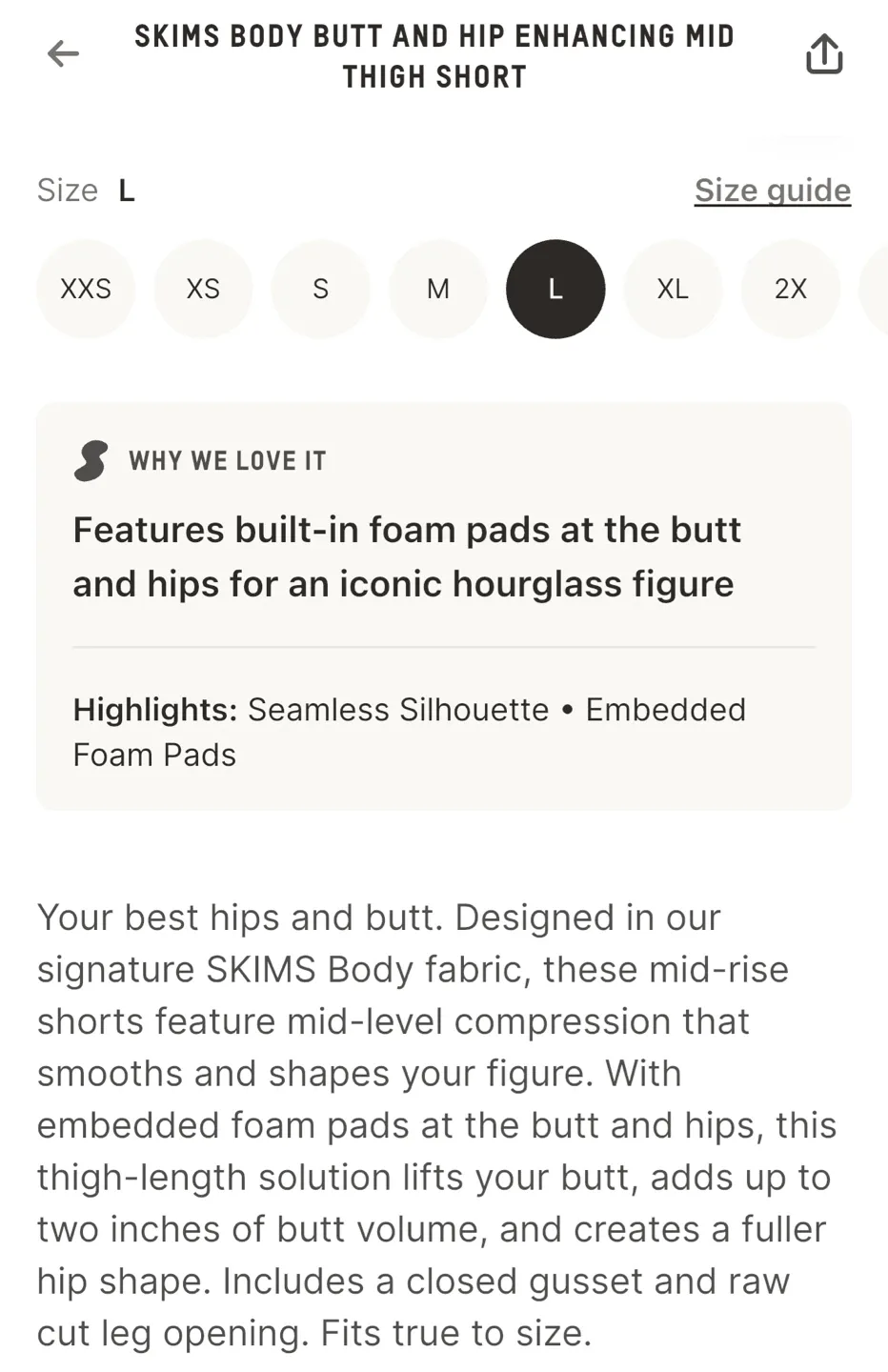 SKIMS Body Butt and Hip Enhancing Mid Thigh Short - L image indicator(2)