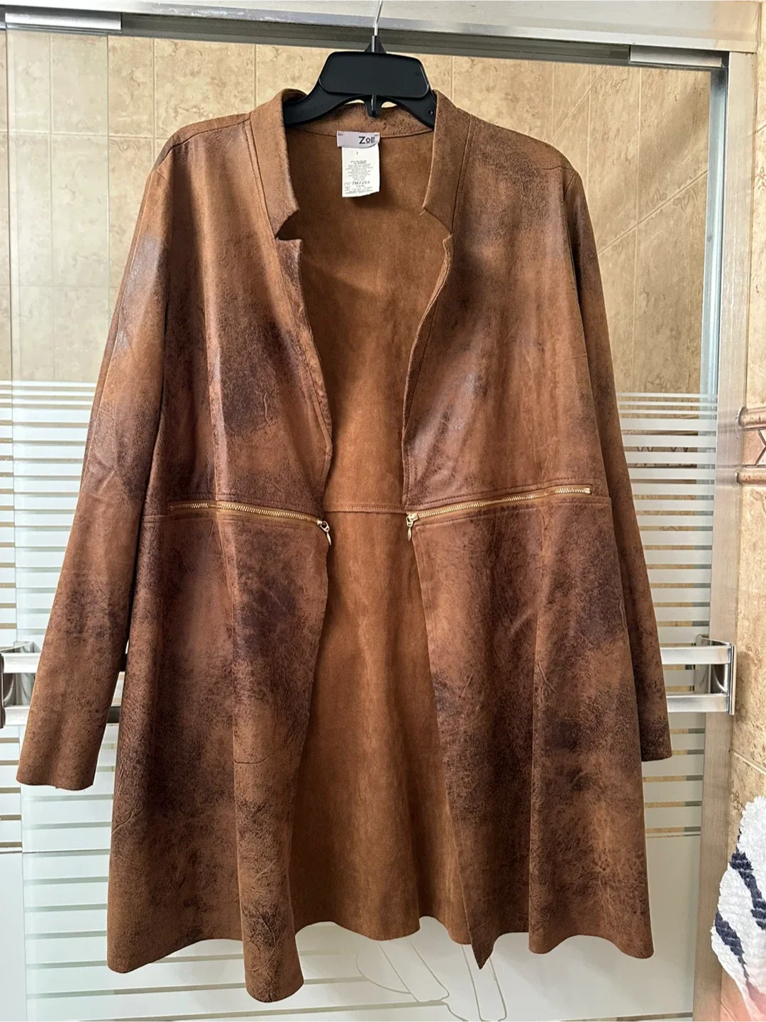 Zoe Brown Faux Suede Jacket - Size XL thumbnail