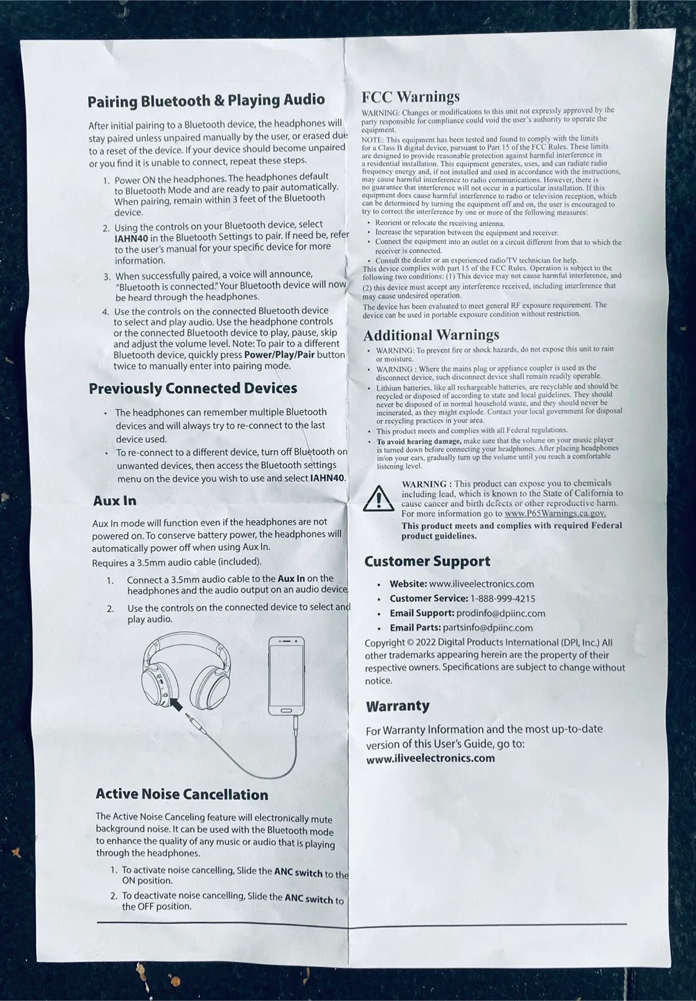 iLive Active Noise Canceling Bluetooth Headphones image indicator(6)