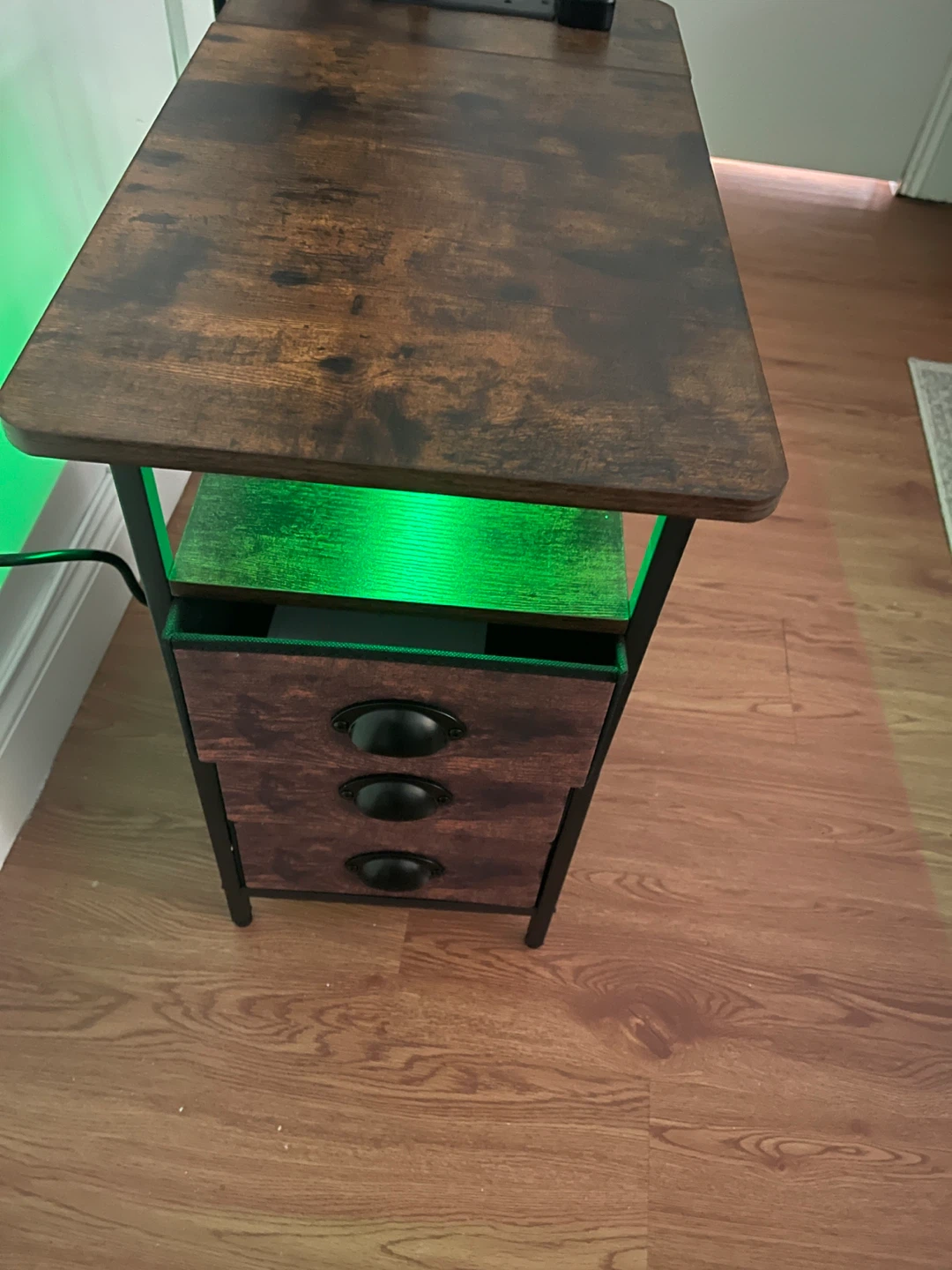 Brown Wood Nightstand with Drawers